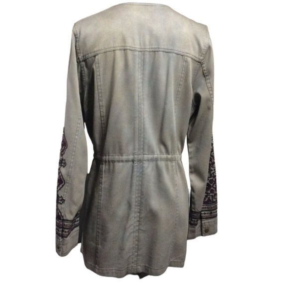 KNOX ROSE Embroidered Sleeve Detail, Cinched Waist, Drawstring Jacket Size Large - Picture 6 of 8